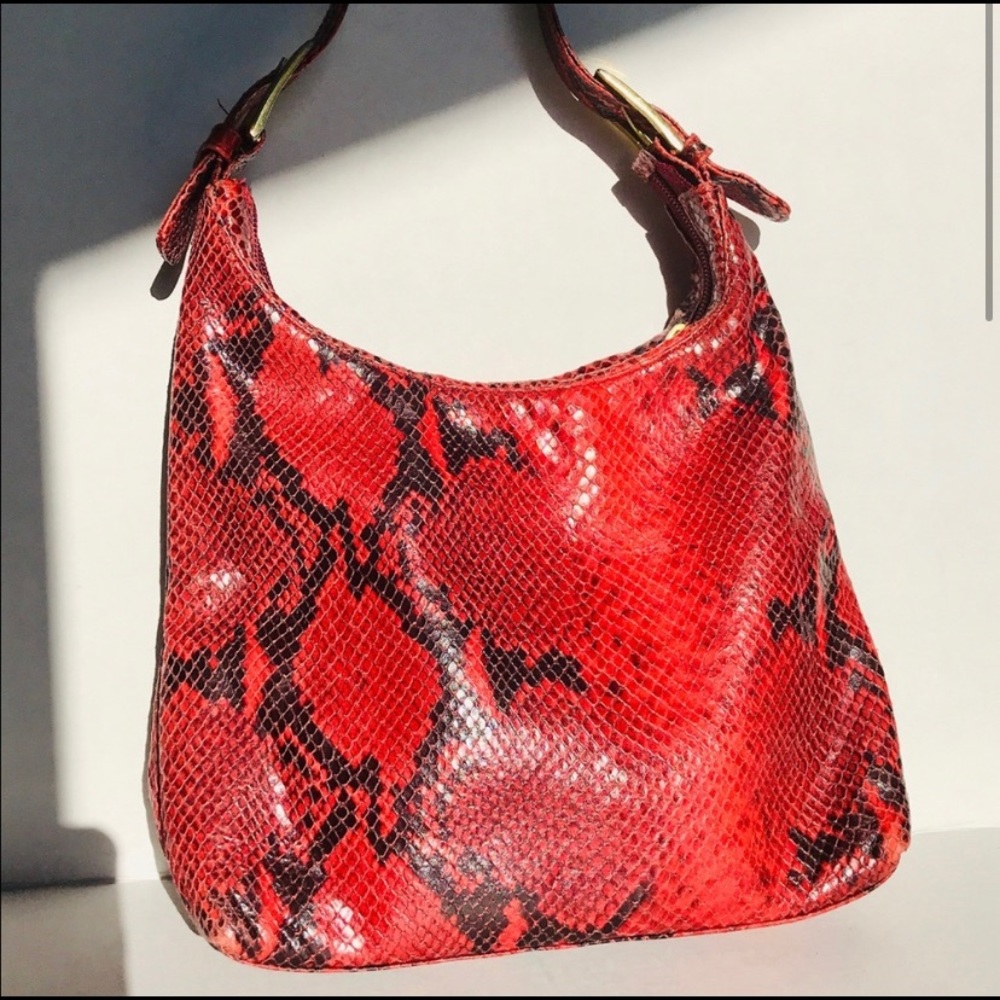 Adrienne Vittadini Red Snakeprint hobo bag